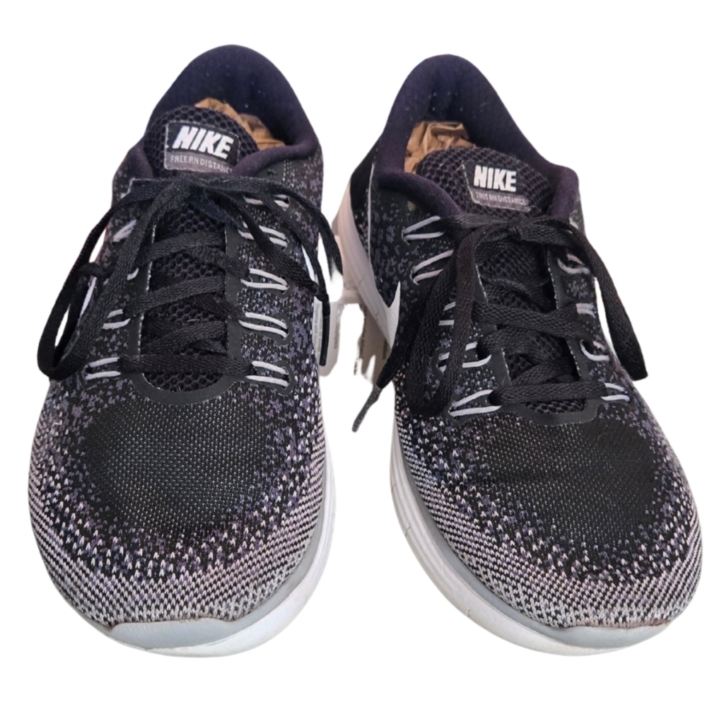 Nike Free RN Distance Mesh Running Shoes Black/White/Grey Colorway Size 8.5‎